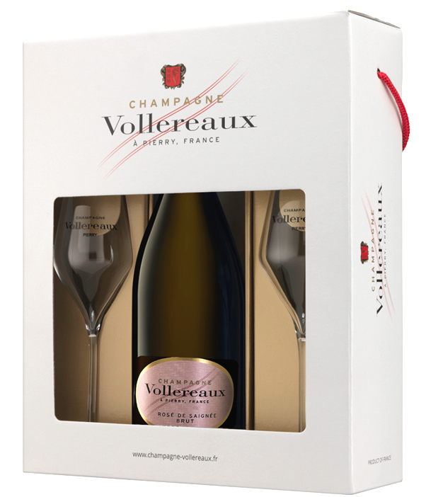 10192 Vollereaux Brut ROSE de S. Champagne 12% pdd. + 2 pohár - Image 1