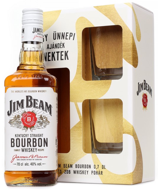 Jim Beam 0,7 40% pdd.+ 2 pohár