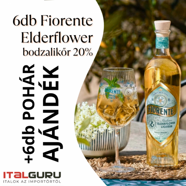 Fiorente Elderflower 6*0,7 +6 db Talpas pohár CSOMAG