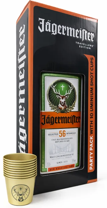 Jägermeister 1,75l 35% Party box + 10 fémpohár