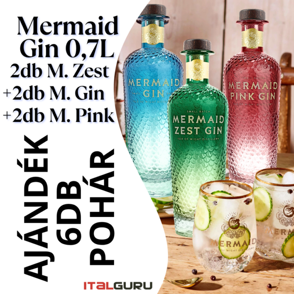 Mermaid Gin Mix 6 * 0,7l + pohár CSOMAG